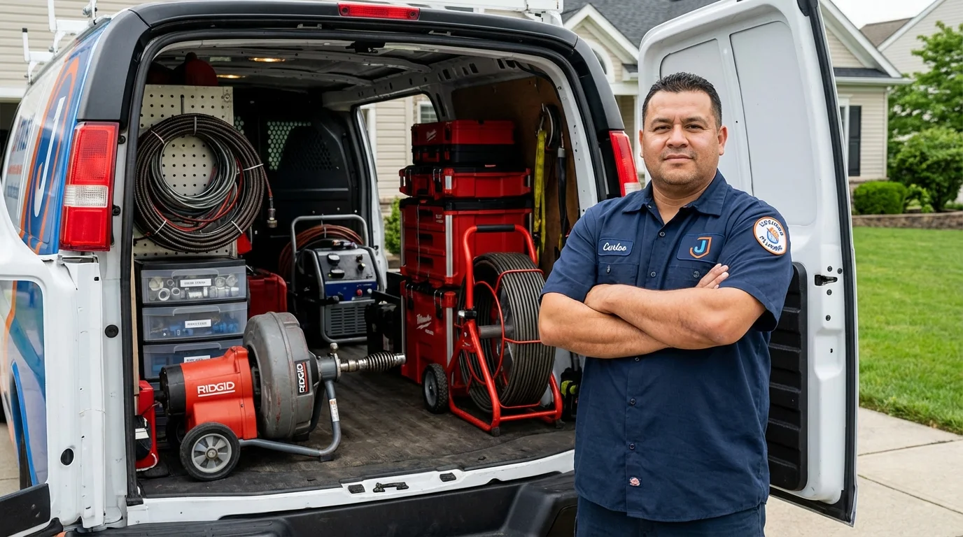 Professional drain cleaning equipment and Johns Plumbing LLC plumber in Marks