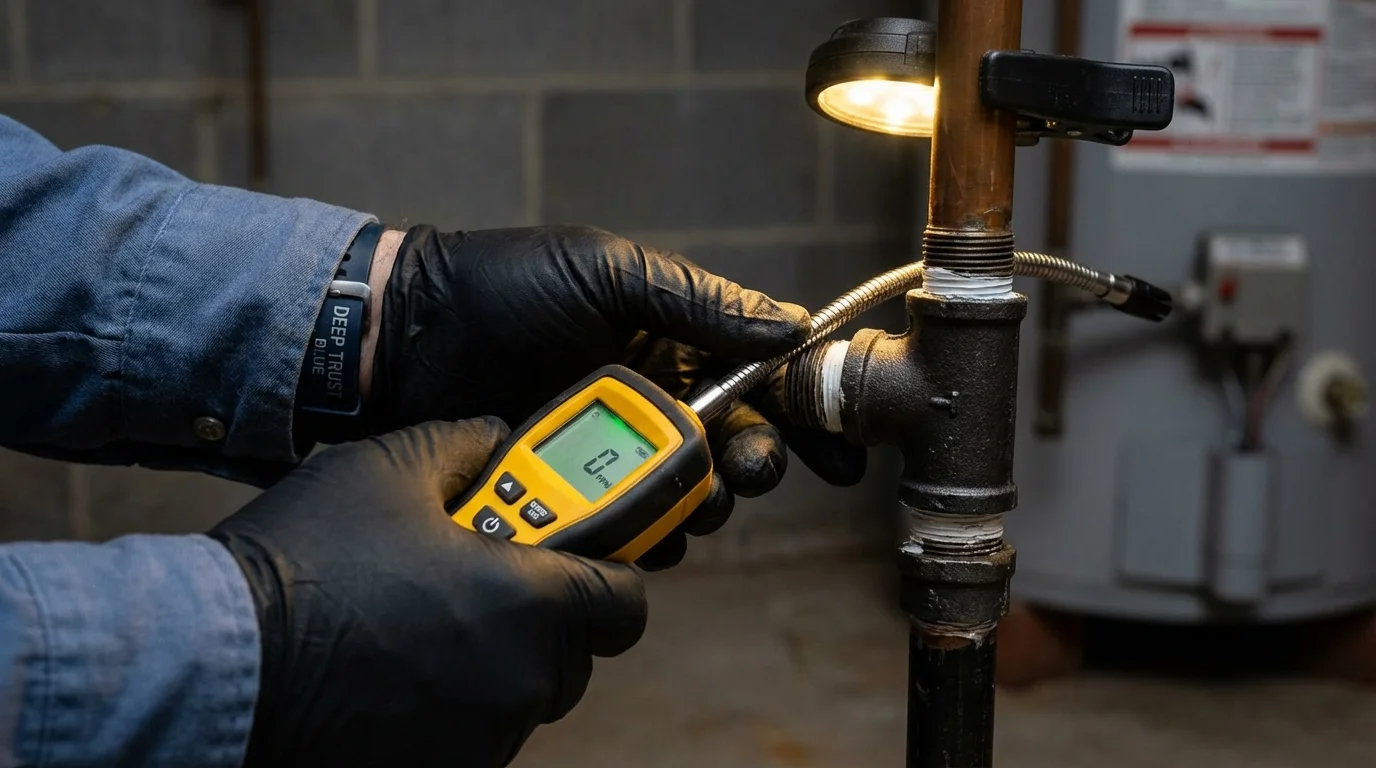 Gas leak detection with electronic sniffer by Johns Plumbing LLC in Marks