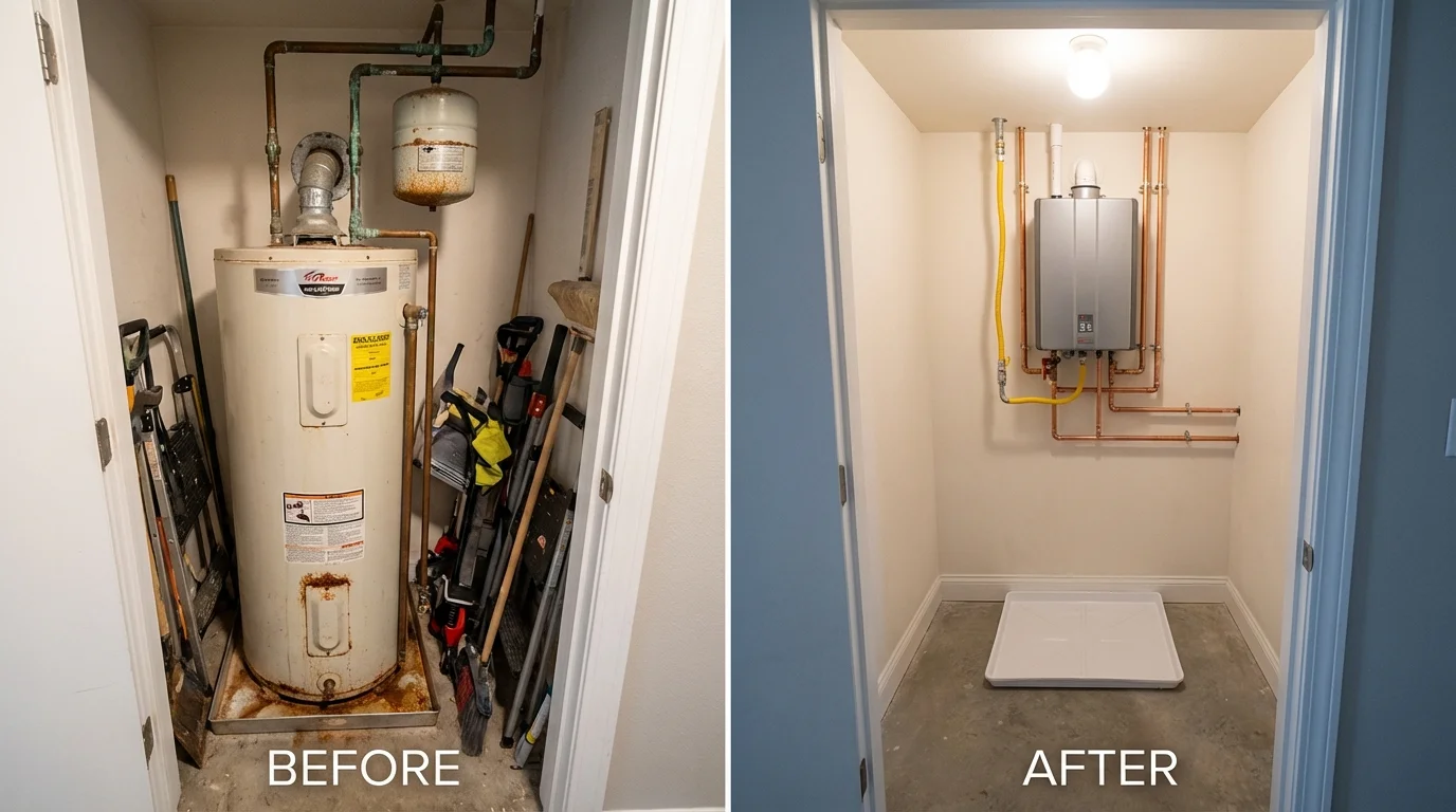 Tank water heater versus wall-mounted tankless unit comparison for Marks, MS homeowners