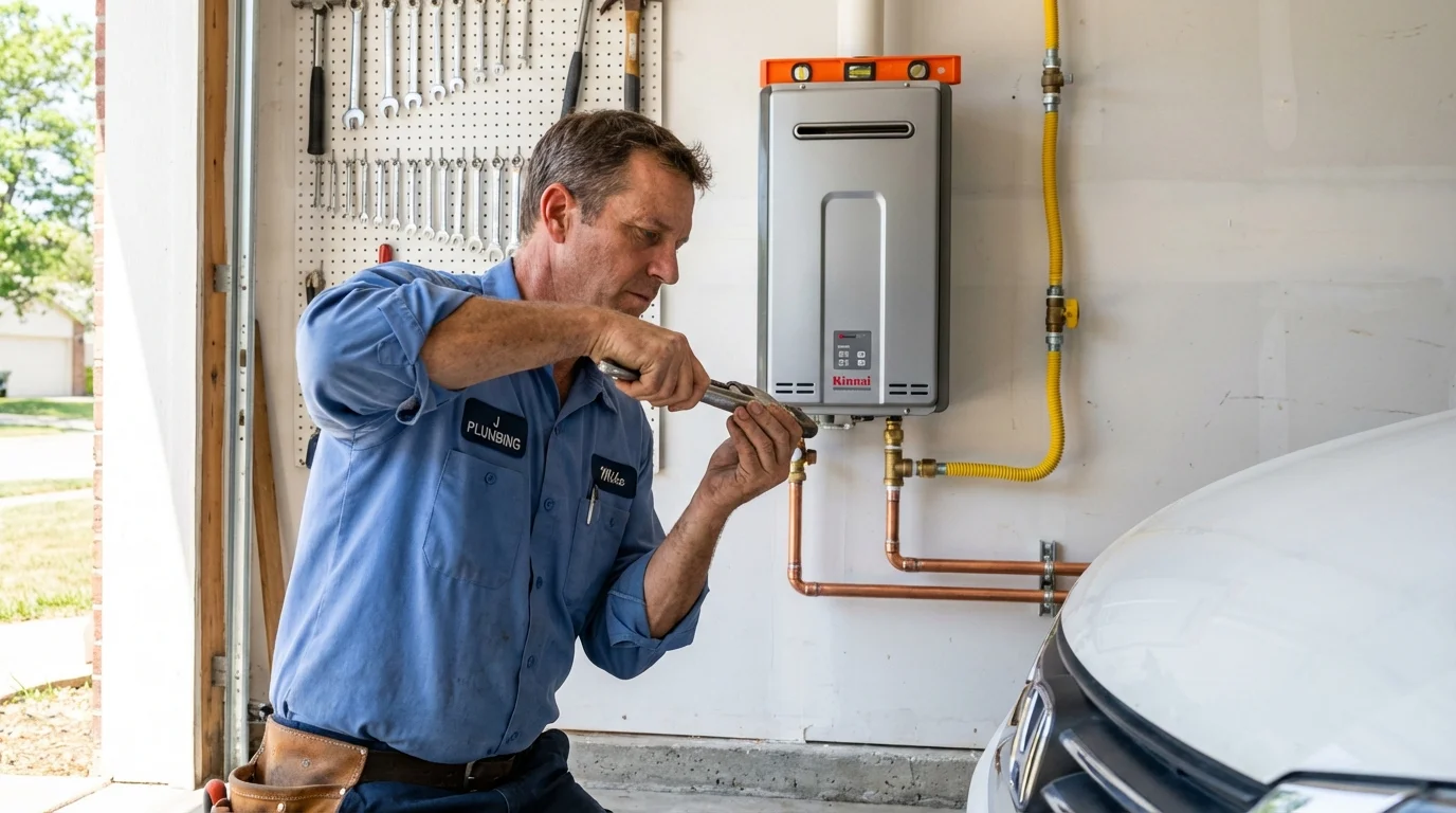 Tankless water heater installation by a Johns Plumbing LLC plumber in Marks